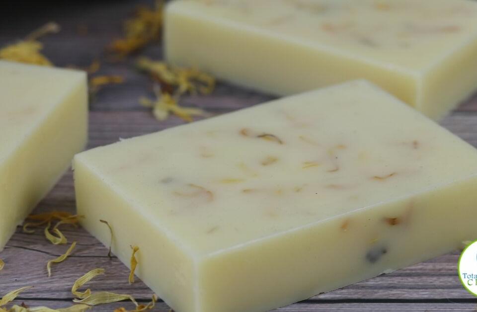 Homemade calendula solid lotion bar